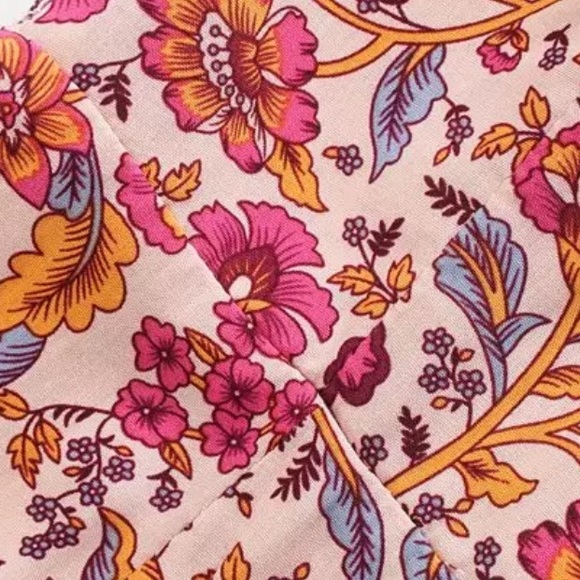 Boho Floral Gypsy Print HighNeck Halter Dress Pink - Picture 5 of 7